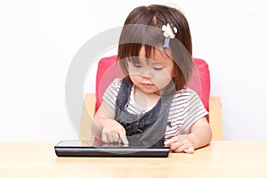 Japanese girl using a tablet PC