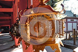 Japanese golden lamps in the Kasuga shrine in Nara Japan