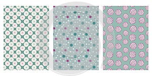 Japanese Green Grass Pollen, Dot Circle, Cherry Blossom Ball Abstract Vector Background Collection