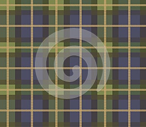 Japanese Green and Blue Plaid  Vector Seamless Pattern
