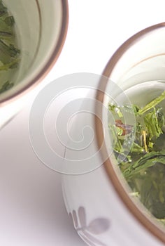 Japanese green tea cups photo