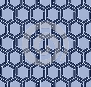 Japanese Hexagon Brick Line Vector Seamless Pattern