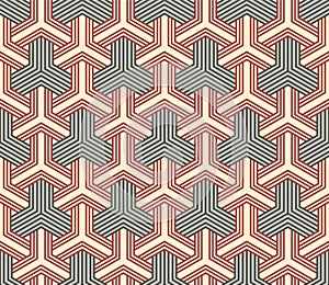 Japanese Hexagon Weave Line Vector Seamless Pattern