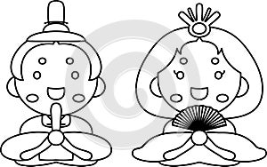 Japanese Hina dolls outline set