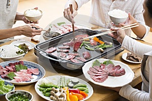 Japanese home cooking, eating grilled meat