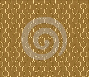 Japanese Honeycomb Line Vector Seamless Pattern