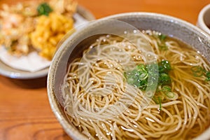 Japanese hot soba noodles soup, Japan