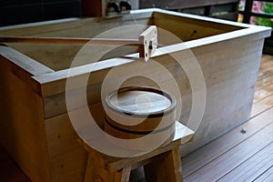 Japanese hot springs onsen natural bath in a resort in Hakone, Japan