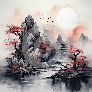 Japanese Ink Wash Artwork for Sale