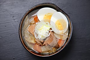 Japanese innards stew with boiled egg