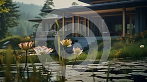 Japanese-inspired House With Water Lilies: Unreal Engine 5 3d Render