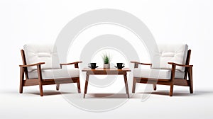 Japanese Inspired Reclining Chairs And Coffee Table Set