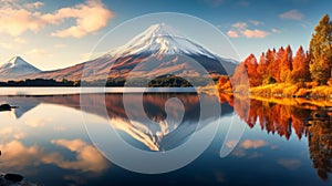 Japanese-inspired Reflection: Mountain And Water