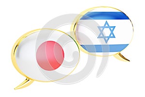 Japanese-Israeli conversation concept, 3D rendering