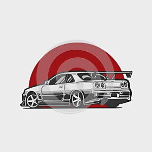 Japanese JDM exotic car vector illustration isolated in white background