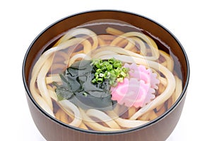 Japanese Kake udon noodles in a bowl