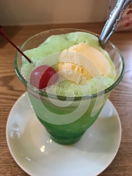 Japanese kawaii cute dessert Melon Soda