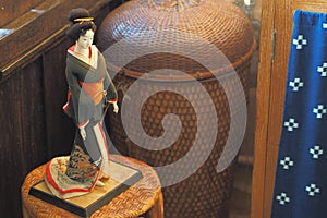 Japanese kimono doll on table