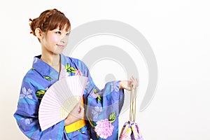 Japanese kimono with paper Fan