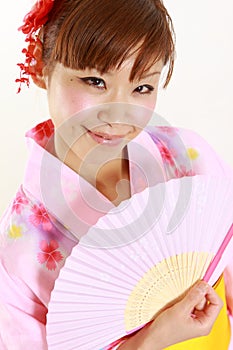 Japanese kimono with paper Fan