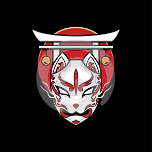 Japanese kitsune mask illustration 