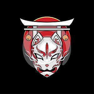 Japanese kitsune mask illustration