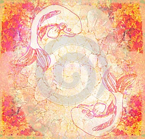 Japanese koi fish grunge background