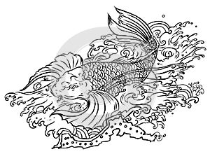 Japanese koi fish tattoo for chest