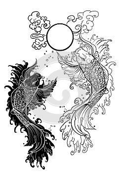 Japanese koi fish tattoo for chest