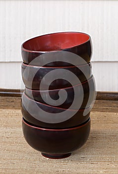 Japanese lacquer bowls photo