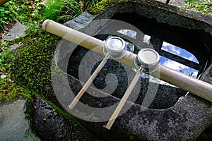 Japanese ladles at a Shinto temple