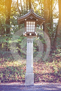 Japanese lamp at Meiji Jingu Shrine, Harajuku, tokyo, japan