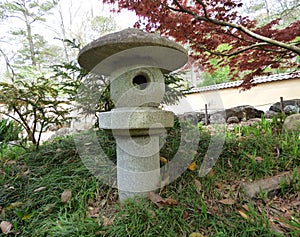 Japanese Lantern in Traditional Japanese Garden Setting