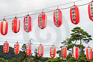 Japanese lanterns of Bon-Odori festival in Zenkoji temple ,the
