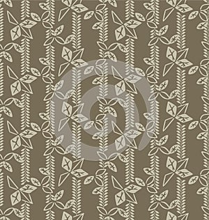 Japanese Leaf Stripe Vector Seamless Pattern