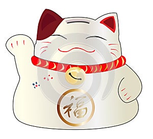 Japanese Lucky Cat, Cartoon Illustration