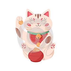 Japanese lucky cat with golden coins