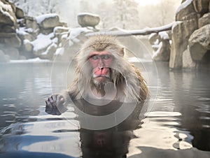 Japanese Macaque in hot spring