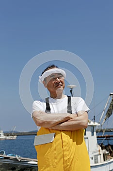 Japanese man, strong fisherman photo