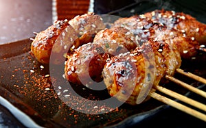 Japanese meatball grill tsukune.