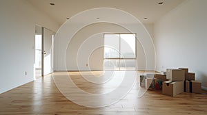 Japanese Minimalism: Solarizing Master In An Empty Room Near Window