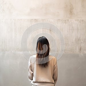 Japanese Minimalism: Woman Creating Harmonious Balance With Paintbrush