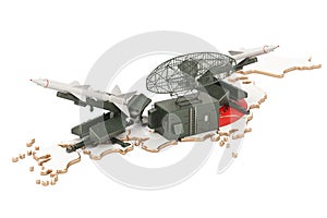 Japanese missile defence system concept, 3D rendering photo