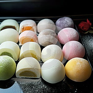 Japanese Mochi, colorful sweet dessert 2