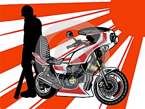 Japanese motorcycle yakuza bozoyoku gangs with flag of rising sun vector