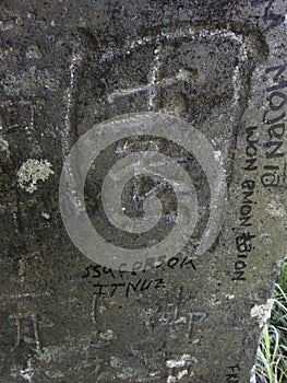 Japanese names carved in rocks dating back to World War II found on Tonoas Island, Truk