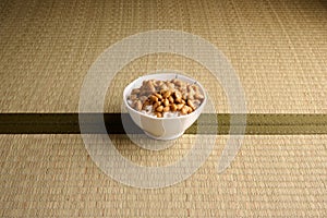 Japanese Natto on bowl of white rice