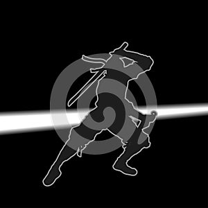 A Japanese Ninja And The Flash Of The Dagger