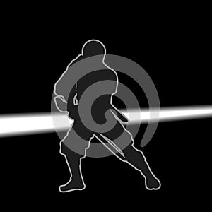 A Japanese Ninja And The Flash Of The Sword