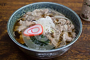 Japanese noodle, Soba with hot soup and Hida beef